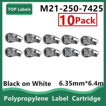 1 ~ 10PK Съвместима Касета за этикетирования от полипропилен M21-250-От 7425 С Надписи В Этикетировочном устройство, Ръчно Принтер за Етикети, Черно на бяло 9,5 мм * 6,4 м