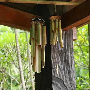 1 бр. бамбук окачване с перезвоном на вятъра в китайски стил, творчески висулка за украса на дома в хотела са ръчно изработени, годишен ретро подарък за рожден ден