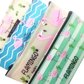 10 бр./лот, колекция от щампи с фламинго, запечатани с цип многофункционални чанти за канцеларски материали на учениците на едро