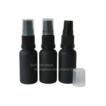 10 бр./лот, малко 20 мл, черен обемни козметични стъклена бутилка за лосион за еднократна употреба с помпа