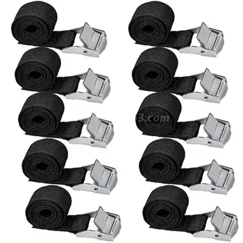 10 бр. черни крепежни ленти с зажимным заключване, тежки монтажни колани за закрепване на багаж мотоциклет