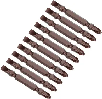10 Броя магнитни двустранните отвертки PH2/SL6 с шестигранным опашка 1/4 инча дължина 2,56 инча, електрически инструменти S2 (червен)