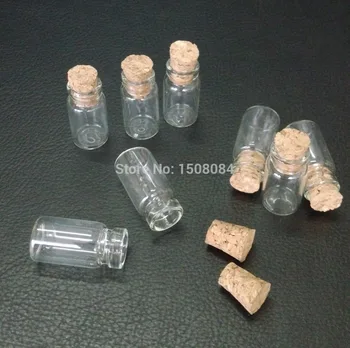 100 бр./много малки стъклени бутилки с пробковыми капаци по 1 мл, малки бутилки, малки празни буркани
