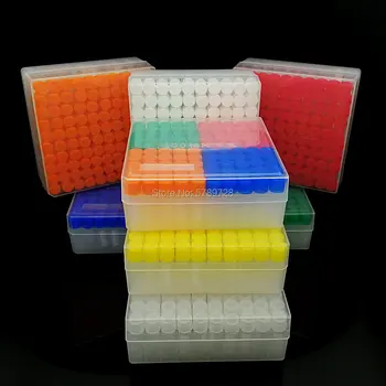 100 бр. пластмасови фризера тръба обем 1,8 мл + едно парче пластмаса хладилни кутия за съхранение на 100 вентилационни отвори за експеримента