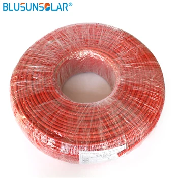 100 м/ролка висококачествен слънчев кабел 6 мм2 (10AWG), червено или черно фотоелектричния кабел, меден проводник, обвивка от напречни връзки полиетилен