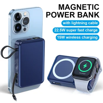 10000 ма Macsafe Power Bank За iPhone 14 13 12 Pro Max За Apple Watch Безжичен Powerbank Бързо Зареждане на Външната Батерия