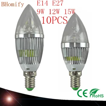 10X Led лампи-свещи и Свещници E14 E27 9 W И 12 W 15 W Топло/Природна/Студено Бяла Лампа С регулируема яркост 110V220V Led лампа CE, ROHS