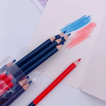 12 бр./кор., два цвята моливи за плотницких работи, червен син молив за рисуване/за маркиране, дървена обвивка, през цялата молив, дърводелски принадлежности