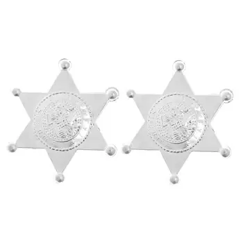 12 бр. пластмасови значки заместник-шериф с шестоъгълни звезда, лични бележки на служител, брошка за костюми на служителите на правоохранителните органи, ковбойская сцена