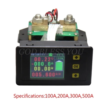 120v DC 100A 200A 500A LCD Разход на Измерване на Напрежение, ток, ток, кВтч, Ваттметр 12 24 48 96 Капацитет на батерията Мониторинг на мощност