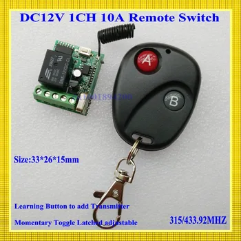 12V 1CH 10A релеен приемник предавател за дистанционно управление на достъпа до врати led SMD безжичен контролер на храненето, без да COM NC дистанционно включване