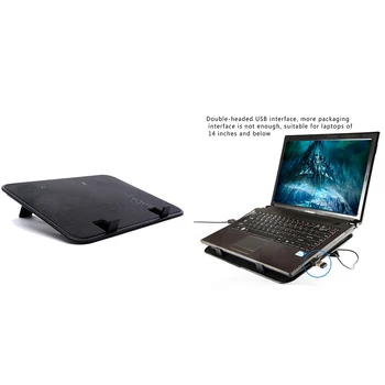 14-инчов охладител за лаптоп 5 с двоен вентилатор, USB Външна охлаждаща поставка за лаптоп тънка поставка Високоскоростен и безшумен метален панел фен