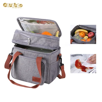 14Л Двупластова самозалепваща чанта Преносима чанта за обяд, самозалепваща чанта за bento, чанта за лед за пикник на открито, могат да се настанят вода, торба за лед