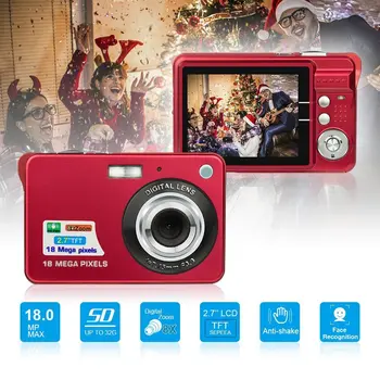18-Мегапикселова HD мини камера, цифрова камера, преносима камера с 8-кратно увеличение 720P камера за запис на видео със защита от разклащане