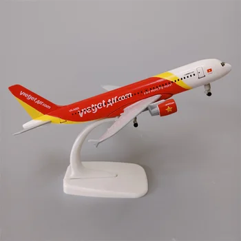 19 см Сплав на Метални Vietnam Airlines VietJet Air Airbus 320 A320 Airways Модел самолет, Произведен под налягане, Модел самолет с Колела