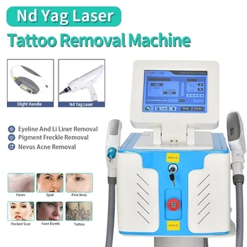 2 в 1 лазерната машина IPL + Nd Yag, професионална машина за епилация ОПТ, лазерната машина Q Switch за премахване на татуировки
