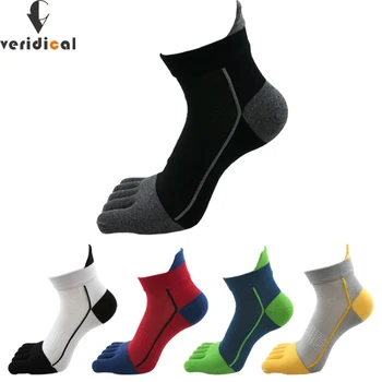 2 чифта мъжки чорапи на щиколотке с пет пръста, спортни памучни ярки райета дишащи модни чорапи за пътуване в стил харадзюку без показване с чорапи