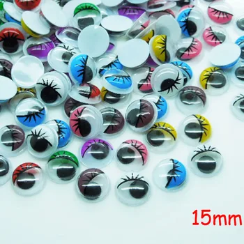 200 бр./лот, кръгли, различни, смесени цветове, с миглите, подвижни очи, пластмасови очи за кукольной играчки 15 мм