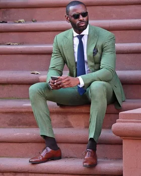 2018-Нови Готини Модни смокинги Армейского зелен цвят, Мъжки Всекидневен стил, Мъжки костюм, Привлекателна Работно облекло за Бала, Костюми (Яке + панталон + вратовръзка)