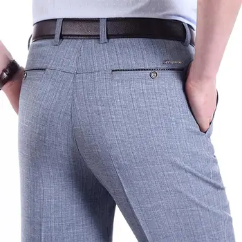 2020 Нов дизайн, мъжки ежедневни панталони, стегнати свободни мъжки панталони, прави панталони с висока талия, бизнес модни панталони, мъжки-големи размери 29-40