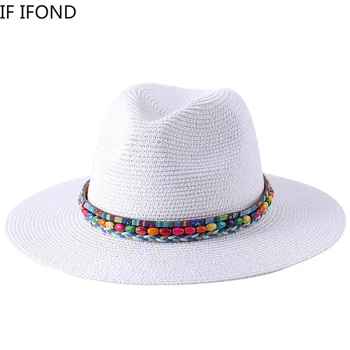 2022 Лятна шапка за жени, мъже, Панама с широка периферия, сламени шапки за пътуване, Плажна джаз фетровая шапка