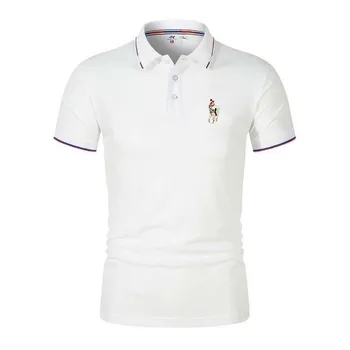 2023 Нова мъжка риза с къси ръкави с бродерия, топ, мъжки ежедневни бизнес тениска-поло с къс ръкав, летни дрехи за голф