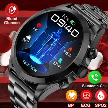 2023 Умни часовници за здравето на мъжете ЕКГ Нивото на глюкоза в кръвта, Температурата на тялото Мониторинг на сърдечната честота Налягане IP67 Водоустойчив спортен часовник