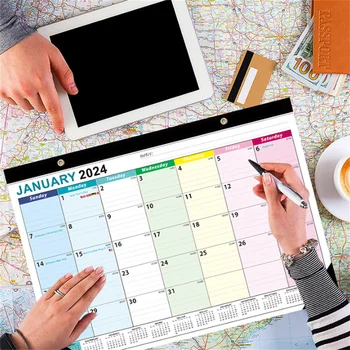 2024-2025 Стенен календар, настолен календар, английски календар за 18 месеца, здрава хартиена домашен окачен календар за срещи, Офис календар