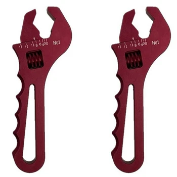 2X регулируем гаечен ключ, An гаечен ключ, алуминий ключ Инструмент за инсталиране на маркуча Алуминий ключ AN3-AN16 - Червен