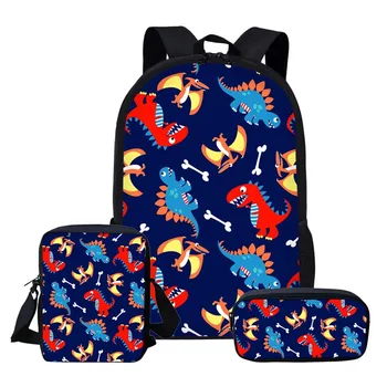 3 бр., набор от детски училищни раници с анимационни динозавром, ученически чанти за момичета и момчета, чист раница, скъпа чанта за книги