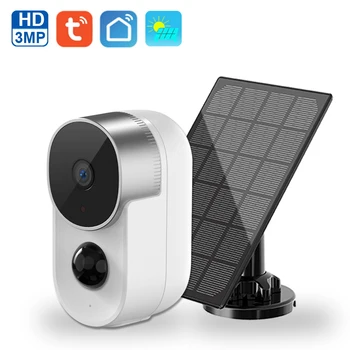 3-мегапикселова камера, Wifi слънчева камера HD True Wireless IP камера, двупосочна аудио, нощно виждане, AI, умна домашна камера за видеонаблюдение