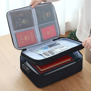 3-Слойная чанта за съхранение, органайзер голям капацитет, с ключ, документи, билети, файл със сертификата, органайзер за паспорт, пътен портфейл