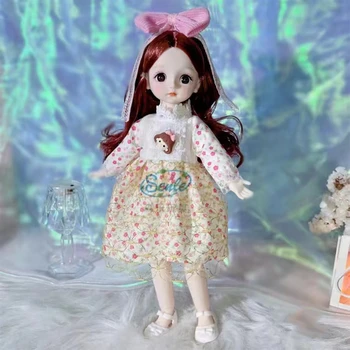 30 см Kawaii BJD Кукла, Момиче 6 Точки Шарнира Подвижната Кукла с Модерни Дрехи Мека Коса Обличам Играчки За Момичета Подарък За Рожден Ден на Нова Кукла