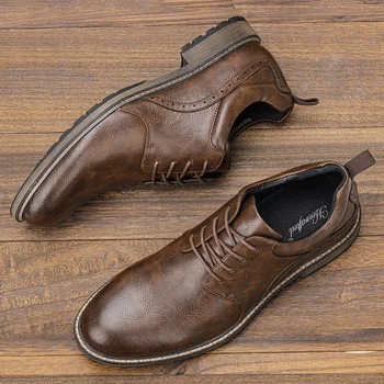 40 ~ 46 Ежедневни мъжки обувки модерен брандираната удобна 2023 Кожени мъжки обувки #Al726