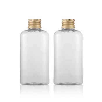 50шт 100 мл Празни елипсовидни пластмасови, прозрачни бутилки цвят: златист, сребрист, алуминиева капачка, душ гел, почистващо средство за лице, Шампоан, козметична опаковка
