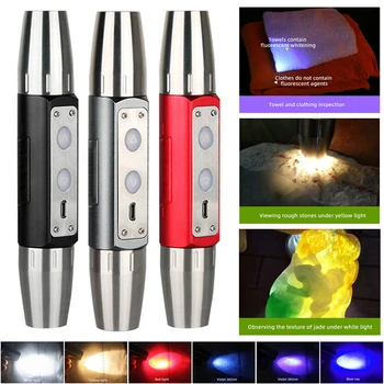 6 LED USB Зареждане на Blacklight Фенерче 365nM 395nM UV-Светлина Нефритови Скъпоценен Камък Фенерче Светкавицата на Ултравиолетов Детектор