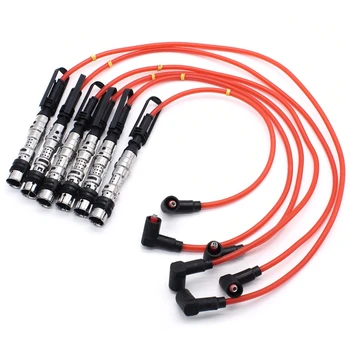 6 бр. бобини за запалване на Свещите кабели кабел червено за Golf III Corrado VR6 2.8 2.9 AAA АБВ с съемником 021905409AD
