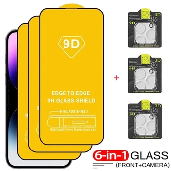 9D Закалено Стъкло за iPhone 14 15 Pro Max 12 Mini 14Plus екран Протектор за iPhone 13 PRO XS MAX Защитното Стъкло на Обектива на камерата