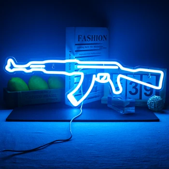 AK 47 Led Неонова реклама Светещи Пистолет Led Супер Готино Окачен лека нощ Детска Стая, Магазин, Бар Вечерни Персонализирани Декорация на Стените Неон