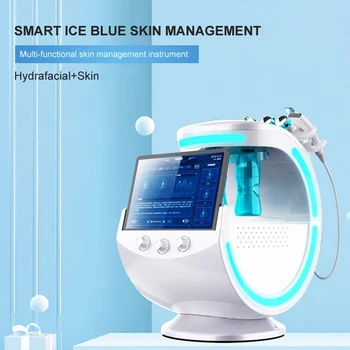 Analizzatore della pelle dello specchio magico blu ghiaccio professionale Oxygene Hydrafacial Machine ultrasuoni cura della pell