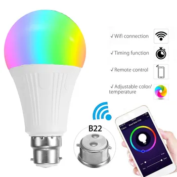 B22 Wifi интелигентна led лампа, интелигентно предупреждение, led лампа с регулируема яркост, управление на приложението, работа с Алекса Google Assistant