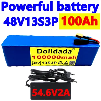 Batterie 13S3P XT60 Lithium-ion 48V, 100Ah на 100 000 w, pour vélo électrique 54.6 v, avec BMS intégré et chargeur inclus
