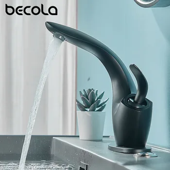 Becola Луксозни черно-бели кранчета за мивка с Модерен кран за баня, Смесители за мивка с топла и студена вода Миксер за съдове