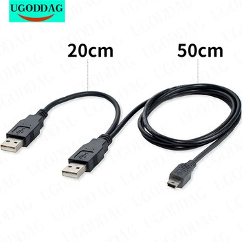 Black dual USB 2.0 тип A-USB Mini 5-пинов захранващ кабел тип B x1 Y за пренос на данни, аксесоари за телефони