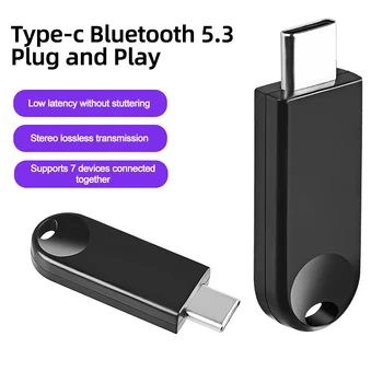 Bluetooth 5.3 адаптер Type C безжичен USB адаптер C ключ Bluetooth аудио адаптатор за КОМПЮТЪР, лаптоп говорител приемник предавател