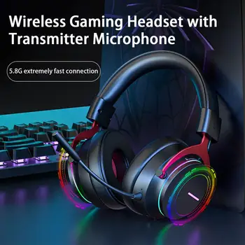 Bluetooth слушалка, RGB осветление, режийни слушалки, 5,8 Ghz безжична детска слушалки с микрофон-предавател, за да PS5/PS4/Switch