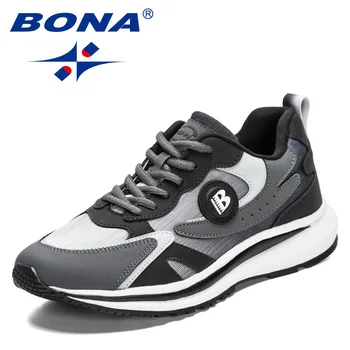 BONA 2023 Нови дизайнерски популярните туристически обувки, мъжки ежедневни обувки, леки класически маратонки от екшън-кожа, мъжки спортни обувки, мъжки