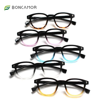 Boncamor Мъжки и Дамски Очила за четене със синя светлина, Пружина Навесная Овални Рамки, Защищающая Зрение, Компютърни очила +0 ~ +400