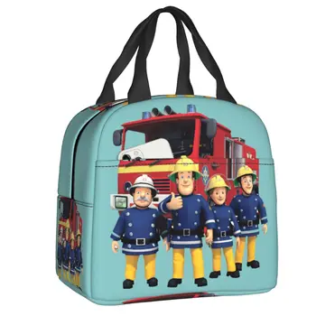 Cartoony пожарникар Сам, чанта за обяд, мъжки, дамски, термоохладитель, изолиран обяд-бокс за деца, чанти за тази храна, чанти за пикник