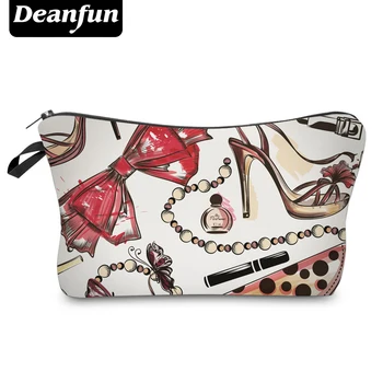 Deanfun 3D печат козметични чанти с цип от полиестер с лък органайзер за пътуване, необходим за женския грим Мода 50756